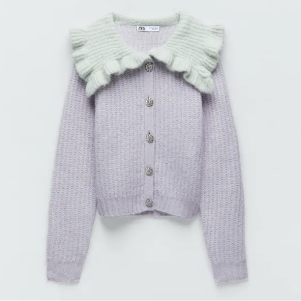 ZARA Combination Bib Collar Cardigan S